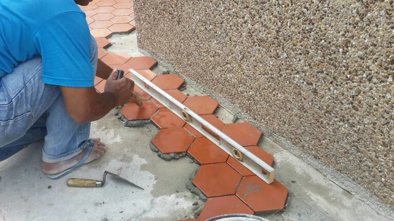 clay tiling with traditional mortar